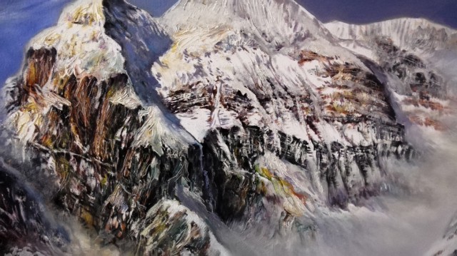 雪山油画局部